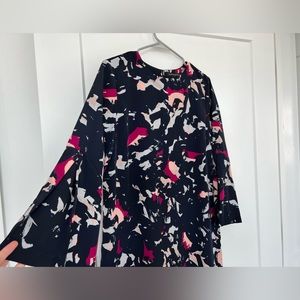 Banana Republic Navy and Magenta Bell Sleeve Mini Dress Size Small